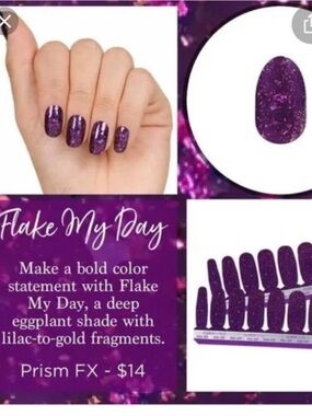 Color Street Nail Polish Strips Flake My Day FMG213 16pcs eggplant, purple NIP